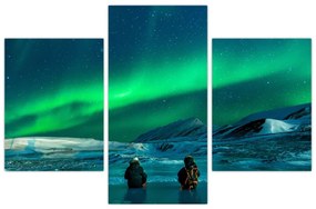 Tablou cu oameni la Aurora borealis (90x60 cm)