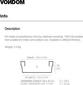 Set de 2 Jardiniere plante design decorativ exterior/interior CONIC JARDINIERE POT 100x40x35cm