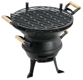 Gratar din fonta Muhler 109477, Ø35 cm, Carbune, Grilaj reglabil, Control flux de aer, Negru
