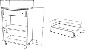 Corp Baie Zaria, 1 Sertar, 2 Usi, Alb lucios/Alb, MDF, L 60 x l 35 x H 85 cm