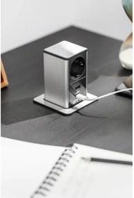 Priză încorporabilă în blat Tower, GTV 1 priză Schuko, USB A + C, negru, D:80 mm Negru, Aluminiu/Plastic, D:80 mm