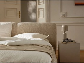 Pat matrimonial gri tapițat cu spațiu de depozitare cu somieră 160x200 cm Solange – Micadoni