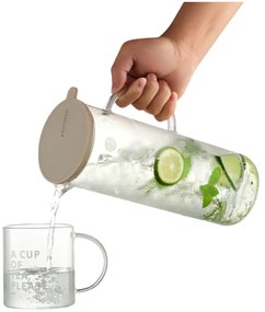 Carafа BUYDEEM CD2003, 1.2 l, Deschidere largа, Capac din silicon, Sticla borosilicata, Gri