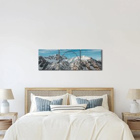 Tablou cu vârfuri înzăpeziți, Fiordland (cu ceas) (90x30 cm)