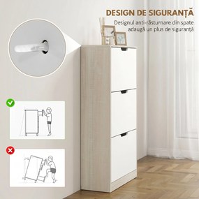 HOMCOM Dulap pentru Pantofi Economizor de Spațiu 3 Sertare Culoare Lemn E Alb | Aosom Romania