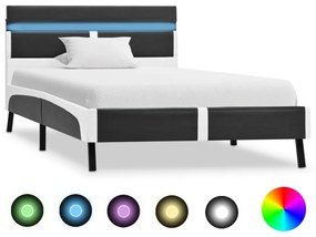 280307 vidaXL Cadru de pat cu LED, gri, 90 x 200 cm, piele ecologică