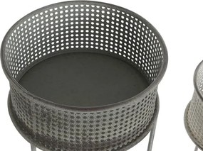 Set suporturi ghivece gri antichizat din metal, 33×33×70 cm și 26×26×52 cm, „Aged"