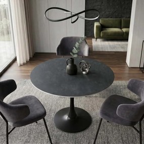 Masa rotunda bistro cu blat ceramic gri LYON 80cm
