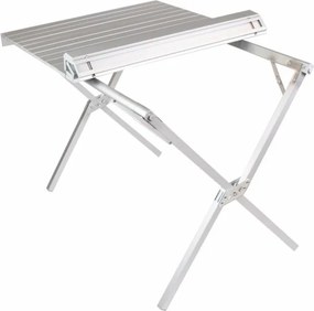 Masă de camping cu geantă, din aluminiu, gri, 108 x 71 x 72