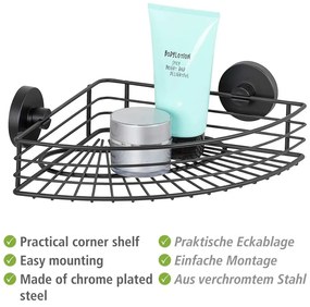 Raft de colt pentru baie Wenko Vacuum-Loc® Bari, negru