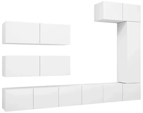 3078717 vidaXL Set dulapuri TV, 7 piese, alb, lemn prelucrat