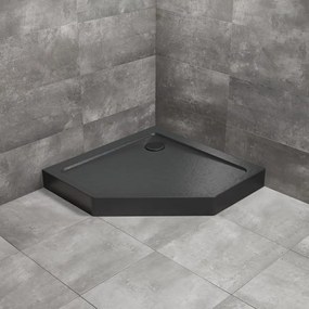 Cadita dus pentagonala Radaway Doros PT Compact Stone 90x90 cm acril negru