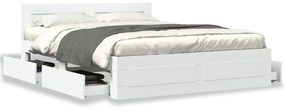 3295555 vidaXL Cadru de pat cu tăblie, alb, 150x200 cm, lemn prelucrat