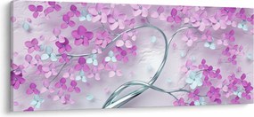 Tablouri cu flori pe trunchi argintiu - abstract (120x50 cm)