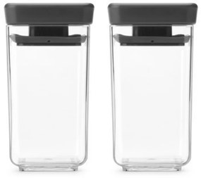 Set 2 borcane pentru condimente Brabantia Tasty+ Stackable 1008883, 150 ml, Fara BPA, Capac, Transparent/Gri inchis