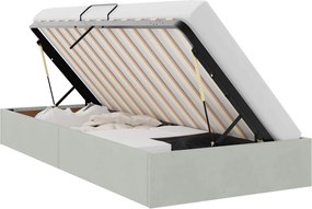vidaXL Pat cu storage cu headboard Gri deschis 90 x 190 cm Catifea