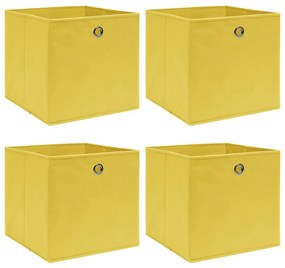 vidaXL Cutii de depozitare, 4 buc., galben, 32x32x32 cm, textil