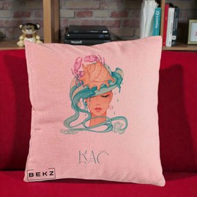 Perna Personalizata Zodie Rac, 40x40 cm, Roz, Husa Detasabila, Perna Inclusa, BEKZ®