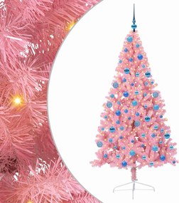 vidaXL Pom de Crăciun artificial pre-iluminat Roz 180 cm PVC