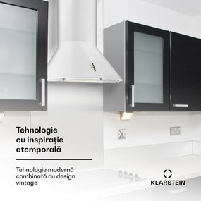 Klarstein Lumio Neo retro aragaz hota 60cm 610m³ / h Clasa A din oțel inoxidabil alb