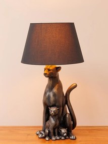 Lampa de masa, din rasina, cu abajur din bumbac, Panther