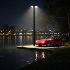 Lampă LED stradală solară cu senzor LED/15W/6V 6500K IP65 negru + telecomandă