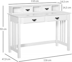 BIA206 - Masa de Birou, 116 cm, office cu 4 sertare - Alb