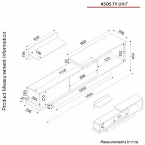 Ansamblu Comoda TV Asos Alb