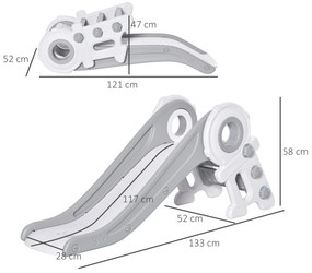 HomCom tobogan plastic copii 1-3 ani, 133x52x58cm, gri+alb | AOSOM RO