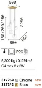 Lustra suspendata design modern Equinoxe sp6 crom/transparent