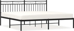vidaXL Cadru de pat metalic cu tăblie, negru, 183x213 cm