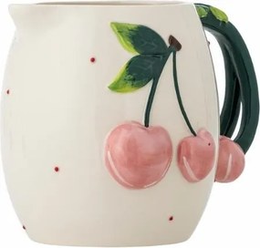 Carafă din ceramică cu cireșe sculptate, D15,5×H16 cm, roz, „Berrie"