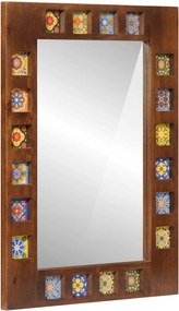 vidaXL Oglindă pentru baie castan 50 x 70 x 2,5 cm Lemn de mango solid