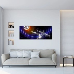 Tablou - Fotbaliști în săritură (120x50 cm)