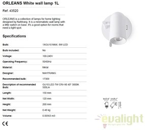 Aplica stil modern minimalist ORLEANS 1L alb 43520