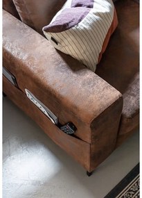 Colțar maro extensibil cu tapițerie din imitație de piele (cu colț pe partea dreaptă) Lofty Lilly – Miuform