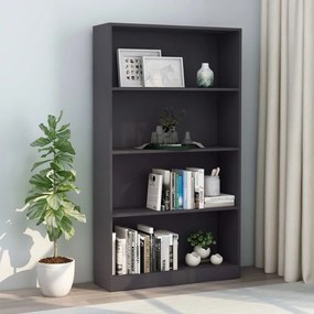 800911 vidaXL Bibliotecă cu 4 rafturi, gri, 80 x 24 x 142 cm, PAL