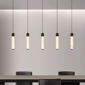 Lustră LED cu Telecomandă, Negru – 50W, 3 Tonuri de Lumină, 800×H1000 mm