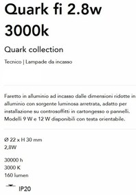 Mini Spot LED incastrabil Quark fi 2.8w 3000k, Alb