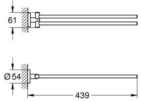 GROHE 40371AL1 - Suport pentru prosoape ESSENTIALS, 439 mm, grafit