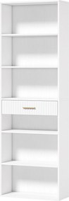 HOMCOM Bibliotecă Înaltă cu Cuburi, 7 Niveluri cu Sertar, MDF, 60x24x182 cm, Alb | Aosom Romania