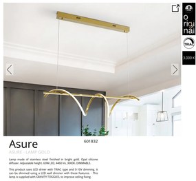 Lustra LED suspendata design modern Asure auriu