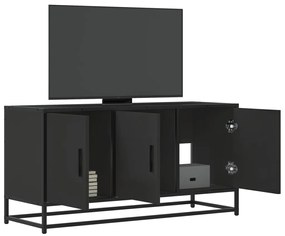 848829 vidaXL Dulap TV negru, 100x35x50 cm lemn prelucrat și metal