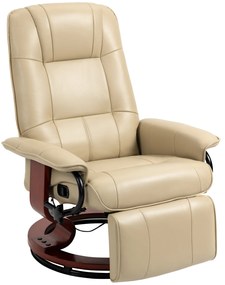 HOMCOM Relaxsessel, reglabil, funcție de întindere, până la 120 kg, piele ecologică, 78 x 87 x 100 cm, Crem | Aosom Romania