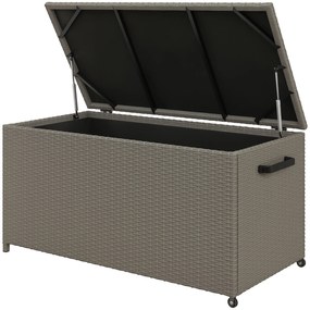 Outsunny Cufăr de Exterior de 184L din Ratan PE cu Roți, Mâner și Căptușeală Interioară Impermeabilă, 102x52x52 cm, Gri | Aosom Romania