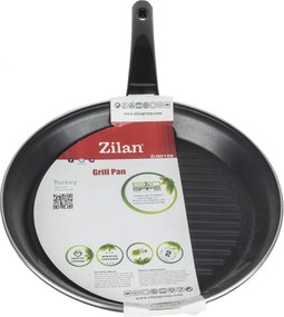 Tigaie grill ZILAN ZLN2126 - 28cm, aluminiu, interior PTFE/teflon, maner ebonita, neagra