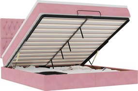 vidaXL Cadru de pat otoman cu saltele Roz 180x200cm catifea