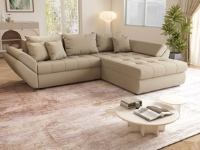 Colțar extensibil dumonde cu ladă de depozitare si sezut confortabil din spuma high-density, Loana Enjoy Camel II 270x185 cm