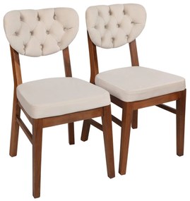 Set 2 scaune haaus Elma, Nuc/Bej, textil, picioare metalice