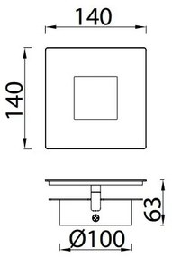 Aplica de perete LED design ambiental DALIA 14x14cm, negru/ auriu